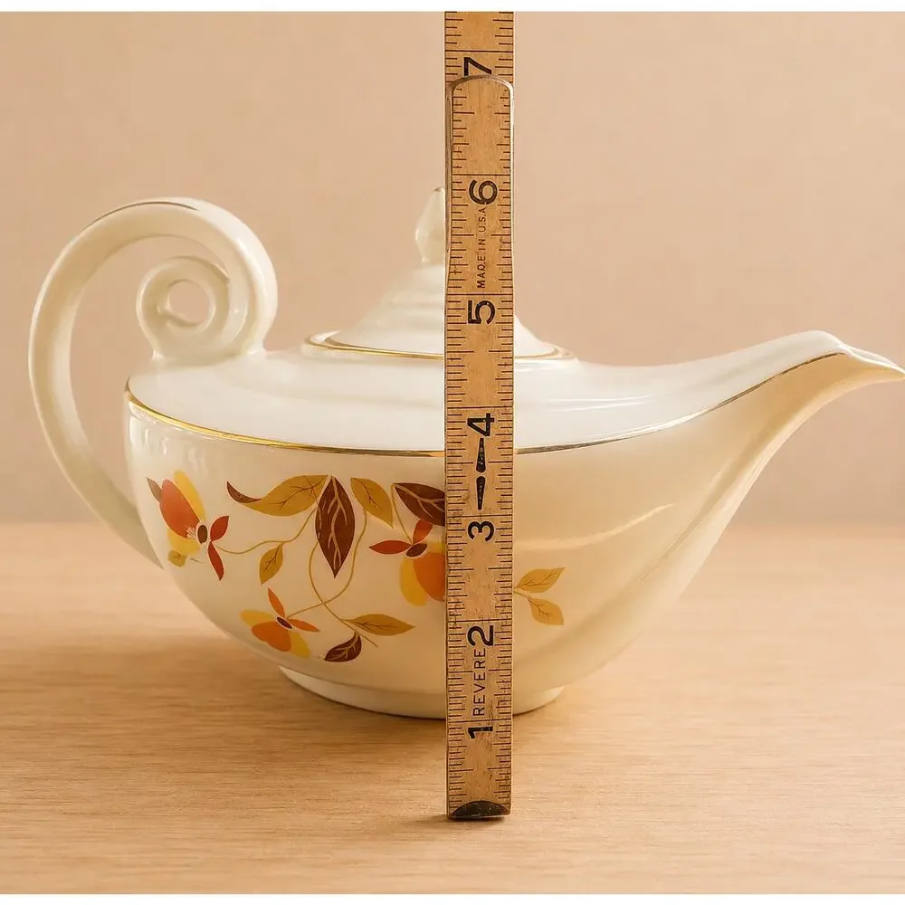 Vintage Hall's Superior Aladdin Autumn Leaf Teapot 22K Gold